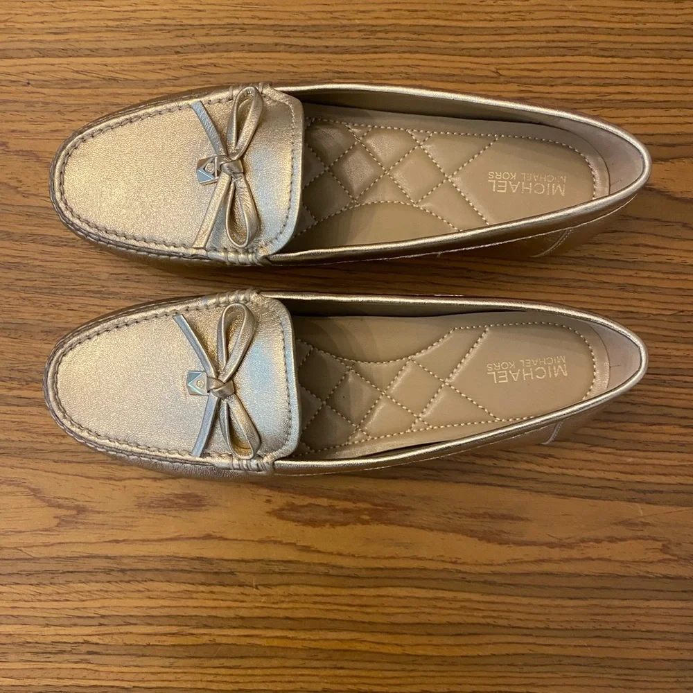 NWT Michael Kors Gold leather Juliette loafers